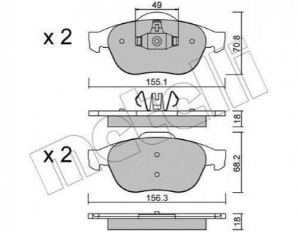 Комплект тормозных колодок, дисковый тормоз METELLI 22-0336-2 (фото 1)