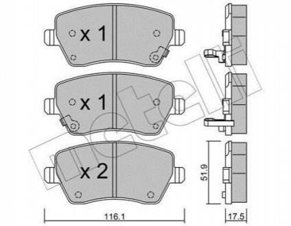 Комплект тормозных колодок, дисковый тормоз METELLI 22-0485-2 (фото 1)