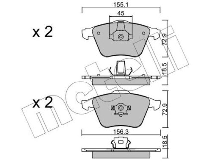 Комплект тормозных колодок, дисковый тормоз METELLI 22-0549-3 (фото 1)