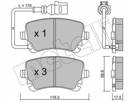 Комплект тормозных колодок, дисковый тормоз METELLI 22-0554-0 (фото 1)