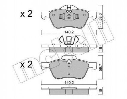 Комплект тормозных колодок, дисковый тормоз METELLI 22-0555-0 (фото 1)