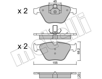 Колодки тормозные (передние) BMW 3 (E90/E91/E92/E93) 04-13/X1 (E84) 09-15/Z4 (E89) 09-16 METELLI 22-0558-8 (фото 1)