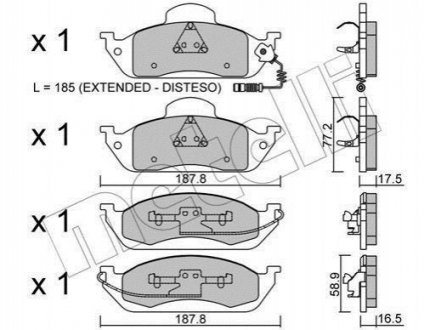 Комплект тормозных колодок, дисковый тормоз METELLI 22-0569-0 (фото 1)