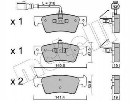 Комплект тормозных колодок, дисковый тормоз METELLI 22-0661-1 (фото 1)