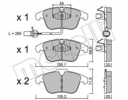 Комплект тормозных колодок, дисковый тормоз METELLI 22-0675-2 (фото 1)