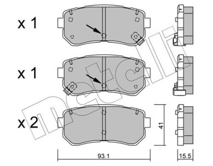 Комплект гальмівних колодок, дискове гальмо METELLI 22-0725-1 (фото 1)