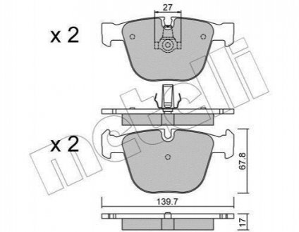 Комплект тормозных колодок, дисковый тормоз METELLI 22-0773-9 (фото 1)