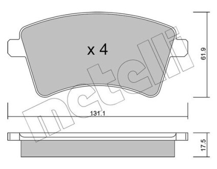 Колодки тормозные (передние) MB Citan 12-21 METELLI 22-0812-2