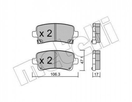 Комплект тормозных колодок, дисковый тормоз METELLI 22-0844-0 (фото 1)