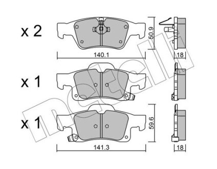 Комплект тормозных колодок, дисковый тормоз METELLI 22-0928-0