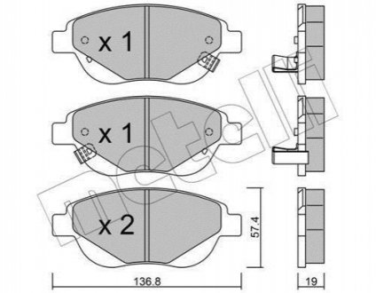Комплект гальмівних колодок, дискове гальмо METELLI 22-0948-1 (фото 1)