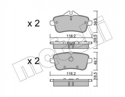 Комплект тормозных колодок, дисковый тормоз METELLI 22-0968-0 (фото 1)