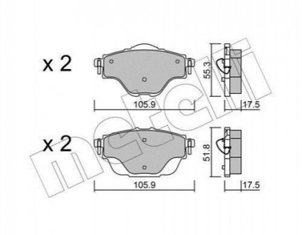 Комплект тормозных колодок, дисковый тормоз METELLI 22-0988-0