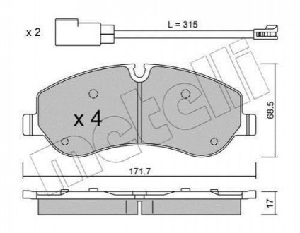 Комплект тормозных колодок, дисковый тормоз METELLI 22-0990-0 (фото 1)