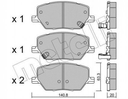 Комплект тормозных колодок, дисковый тормоз METELLI 22-1001-0