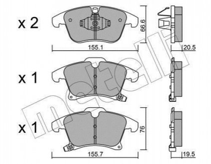 Комплект тормозных колодок, дисковый тормоз METELLI 22-1039-0