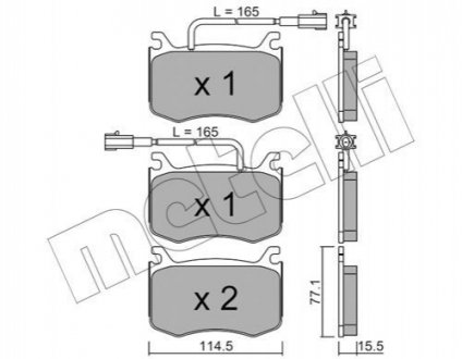 Комплект тормозных колодок, дисковый тормоз METELLI 22-1099-0 (фото 1)