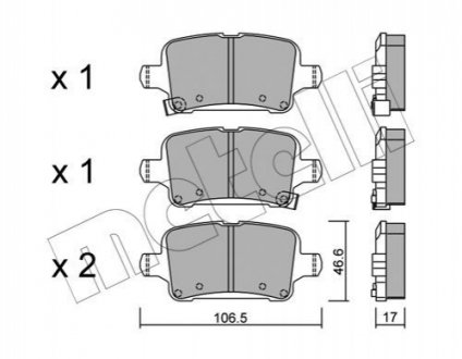 Комплект тормозных колодок, дисковый тормоз METELLI 22-1116-0