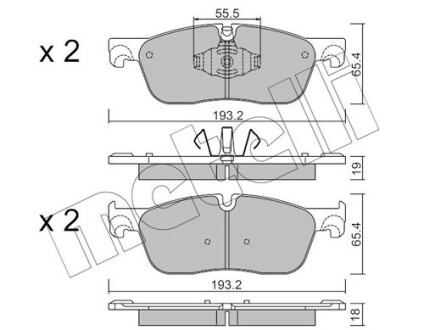 Гальмівні колодки (передні) land rover range rover velar 2.0/3.0 17- METELLI 22-1123-1