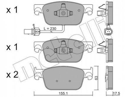 Комплект тормозных колодок, дисковый тормоз METELLI 22-1125-0