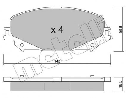 Комплект тормозных колодок, дисковый тормоз METELLI 22-1176-0