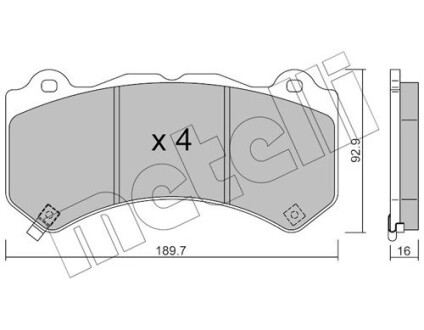 Гальмівні колодки (передні) jeep grand cherokee 06- METELLI 22-1182-0