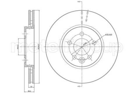 Тормозной диск rover 75 99-04 METELLI 23-0643