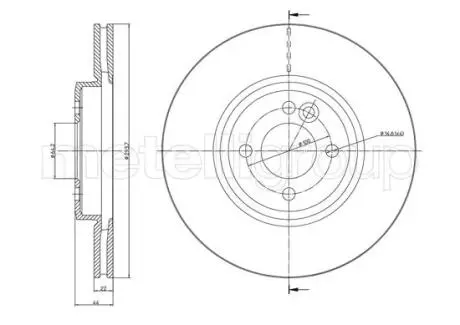 Передний тормозной диск 293.9x22v METELLI 23-1234C