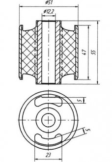 Сайлентблок кронштейну заднього поздовжнього важеля Nubira II METGUM 1901