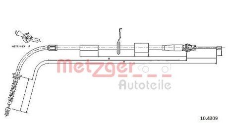 Трос, стояночная тормозная система METZGER 10.4309