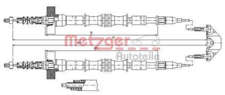 Трос, стоянкова гальмівна система METZGER 11.5861