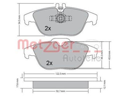 Комплект тормозных колодок, дисковый тормоз METZGER 1170132