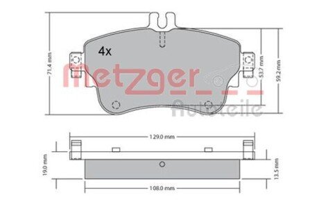 Комплект гальмівних колодок, дискове гальмо METZGER 1170149