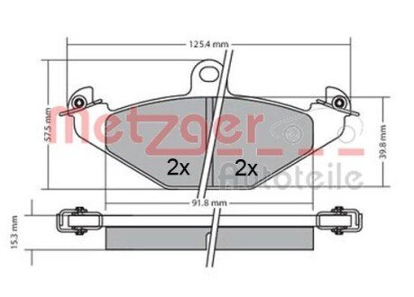 Комплект тормозных колодок, дисковый тормоз METZGER 1170362