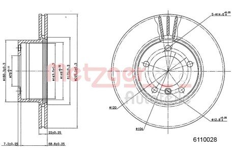 Гальмівний диск METZGER 6110028