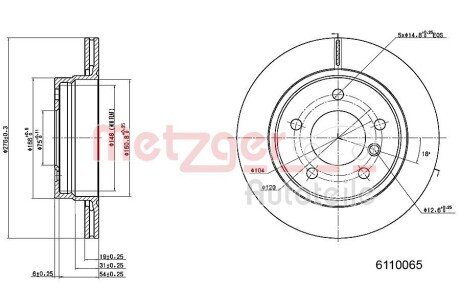 Тормозной диск METZGER 6110065