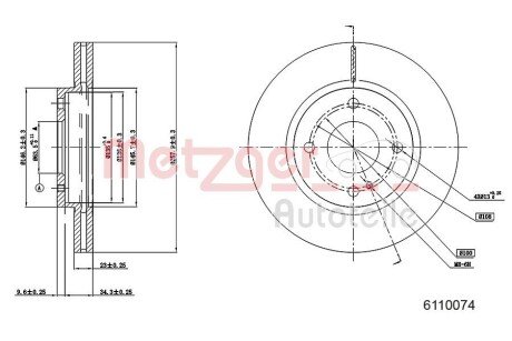 Гальмівний диск METZGER 6110074