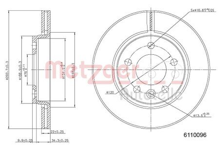 Тормозной диск METZGER 6110096