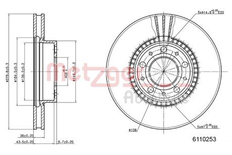 Тормозной диск METZGER 6110253