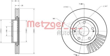 Тормозной диск METZGER 6110276