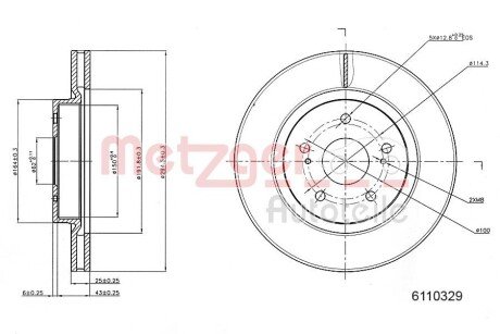 Тормозной диск METZGER 6110329