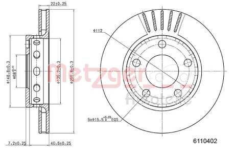 Тормозной диск METZGER 6110402