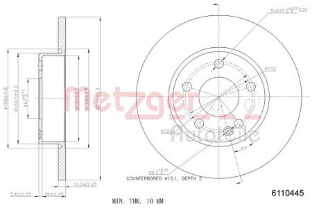 Гальмівний диск METZGER 6110445