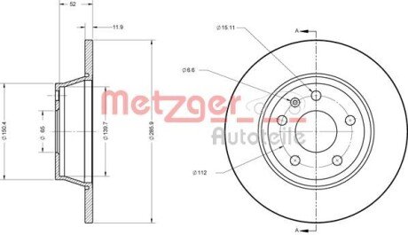 Гальмівний диск METZGER 6110574