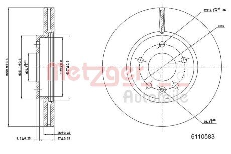 Тормозной диск METZGER 6110583