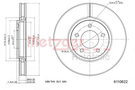 Тормозной диск METZGER 6110622