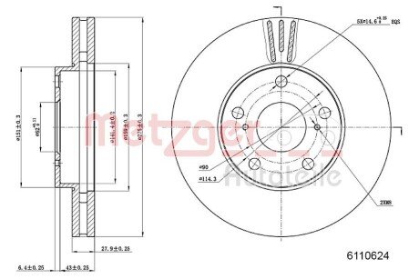 Тормозной диск METZGER 6110624