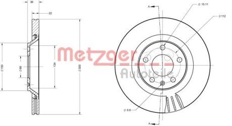 Гальмівний диск METZGER 6110697