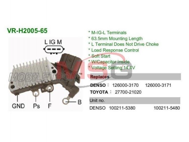 Регулятор генератора MOBILETRON VR-H2005-65 (фото 1)