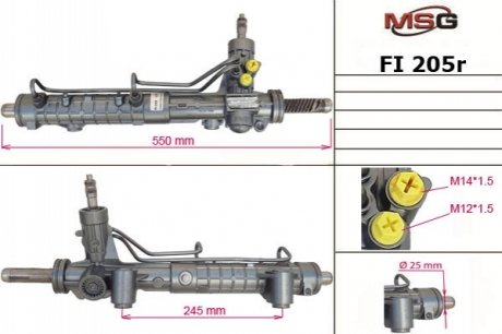 Рулевая рейка с ГПК восстановлена FIAT DOBLO (119) 01-,DOBLO Cargo (223) 01- MSG FI 205R (фото 1)